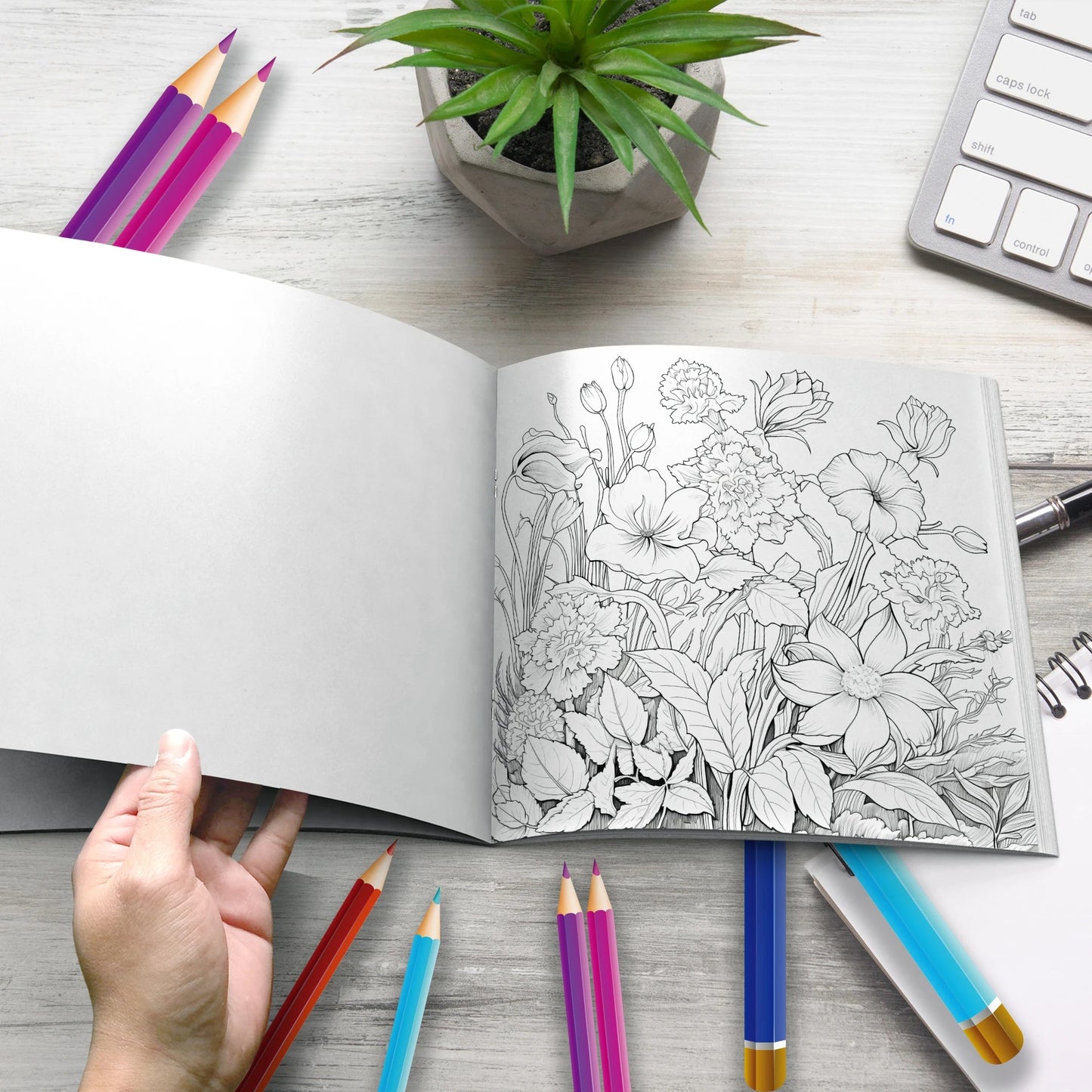 Livre de coloriage de fleurs relaxantes